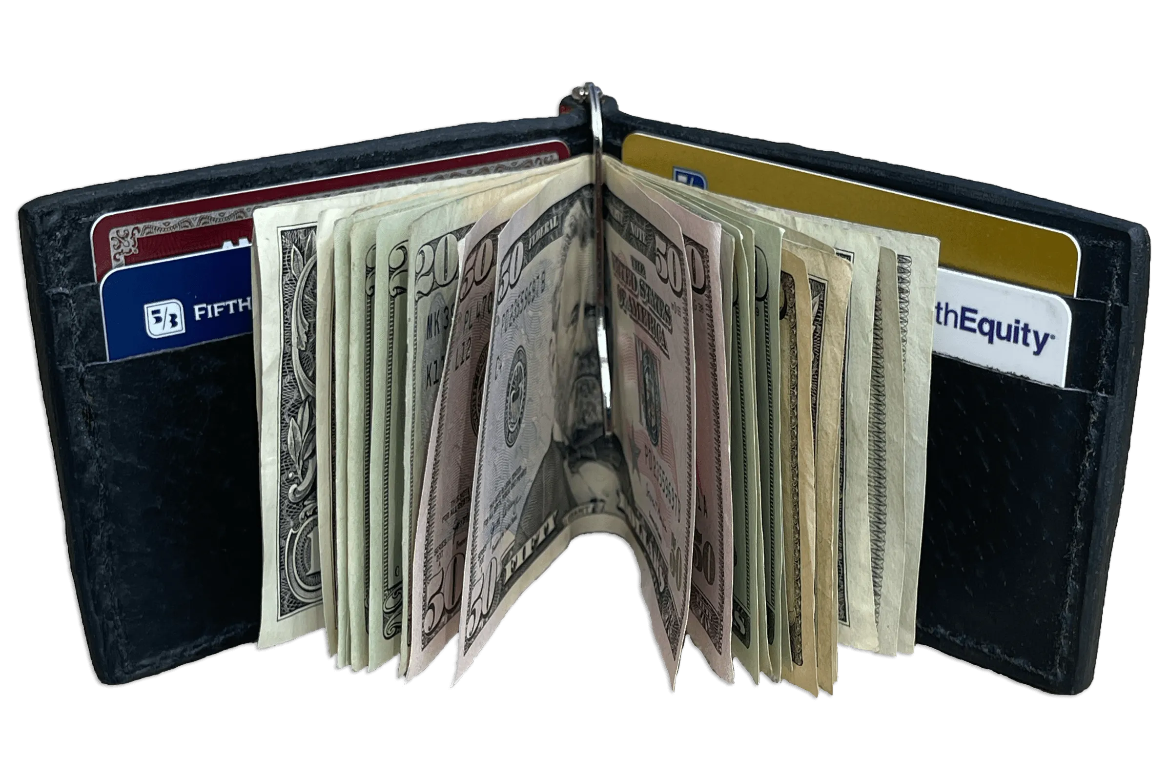 Black Hippopotamus Bifold Slim Profile Wallet With Money Clip