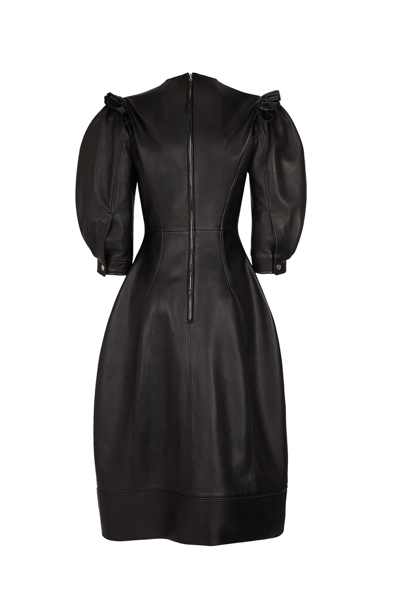Black Puff Sleeve Sculpted Dress