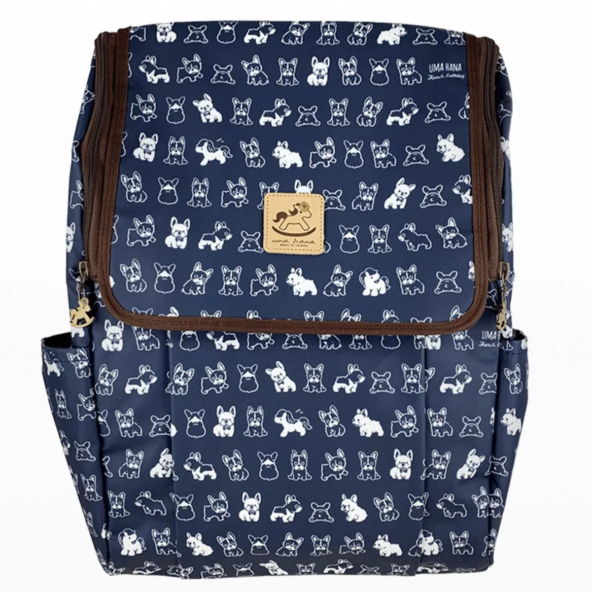 Blue French Bulldog Flip Backpack