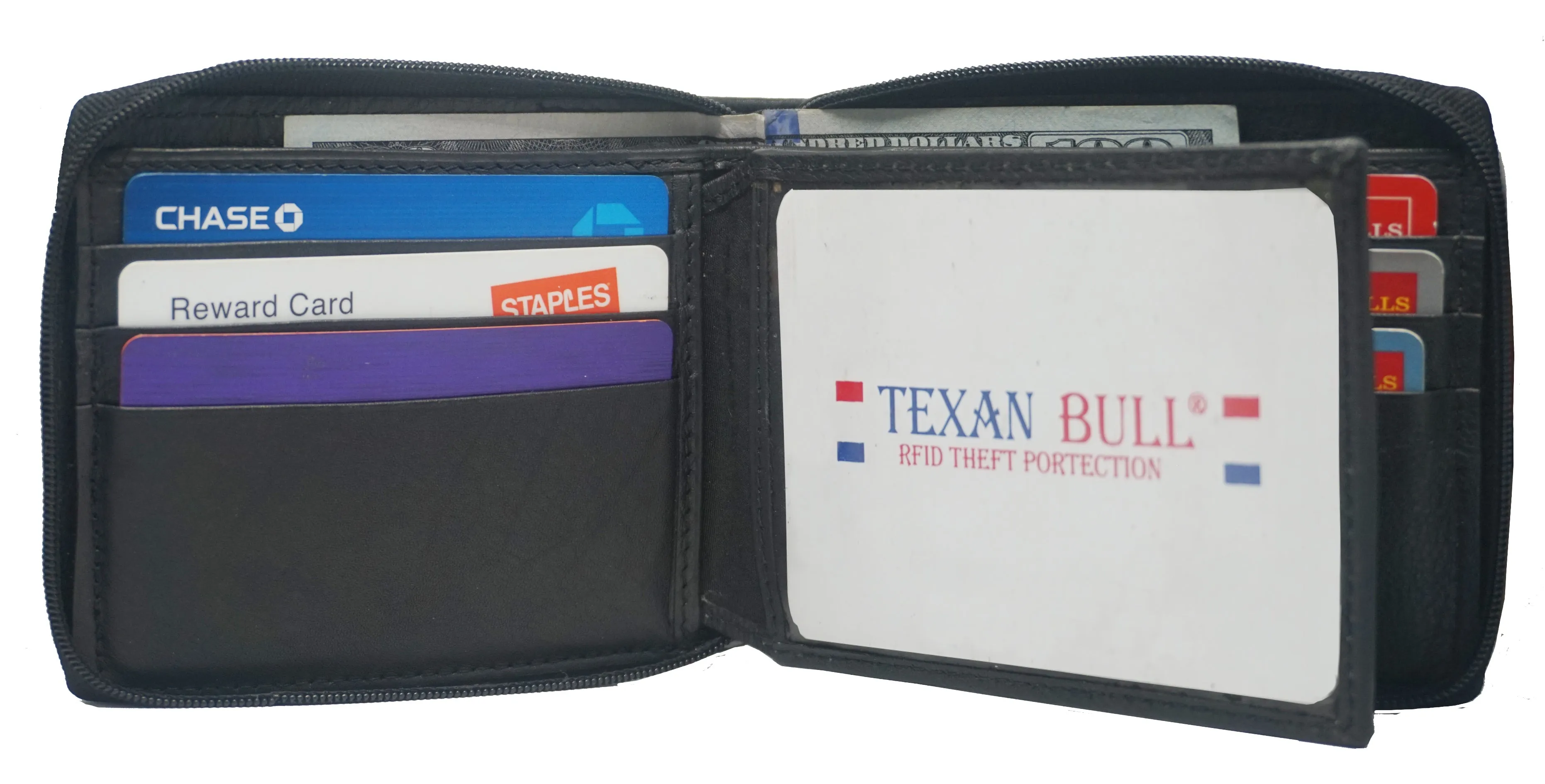 Bullz®  RFID Signal Blocking Zipper Mens Wallet TXB-RF5101