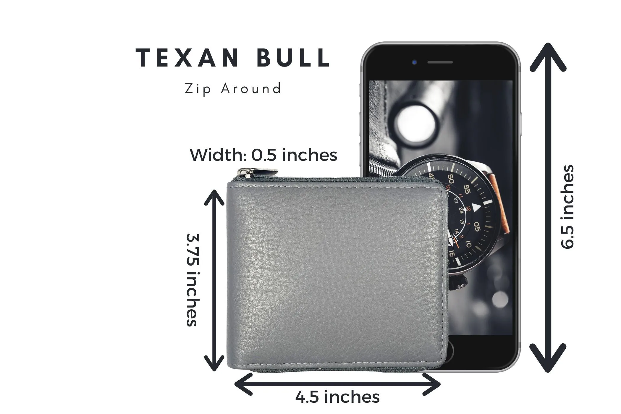Bullz®  RFID Signal Blocking Zipper Mens Wallet TXB-RF5101