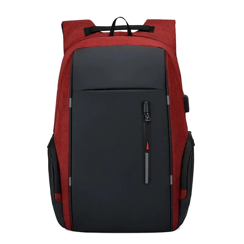 Business Solid Color Square Zipper Functional Backpack
