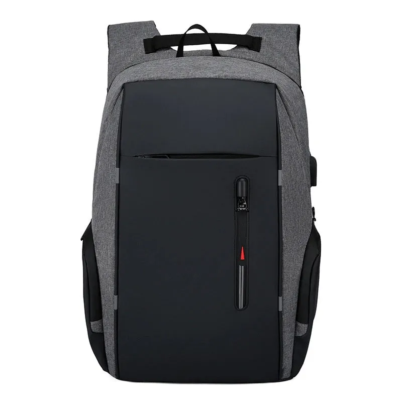 Business Solid Color Square Zipper Functional Backpack