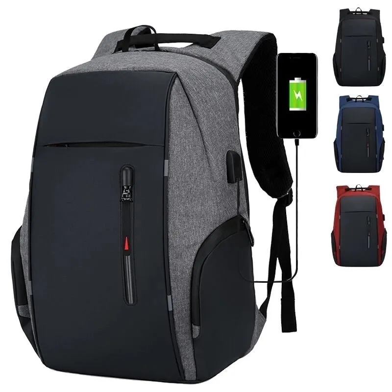 Business Solid Color Square Zipper Functional Backpack