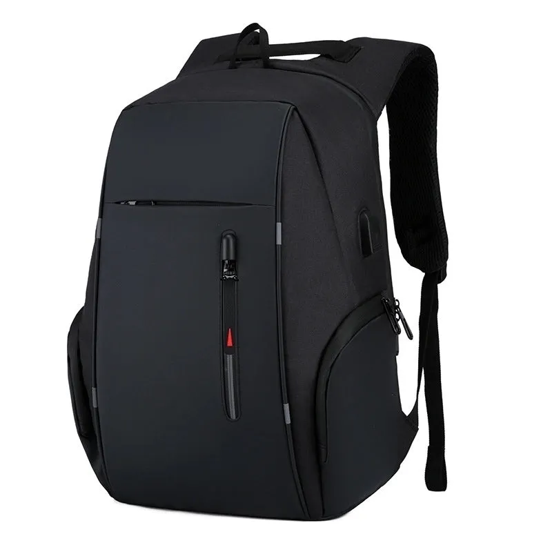 Business Solid Color Square Zipper Functional Backpack