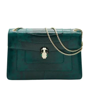 Bvlgari Green Karung Serpenti Forever Flap Bag ASC2083