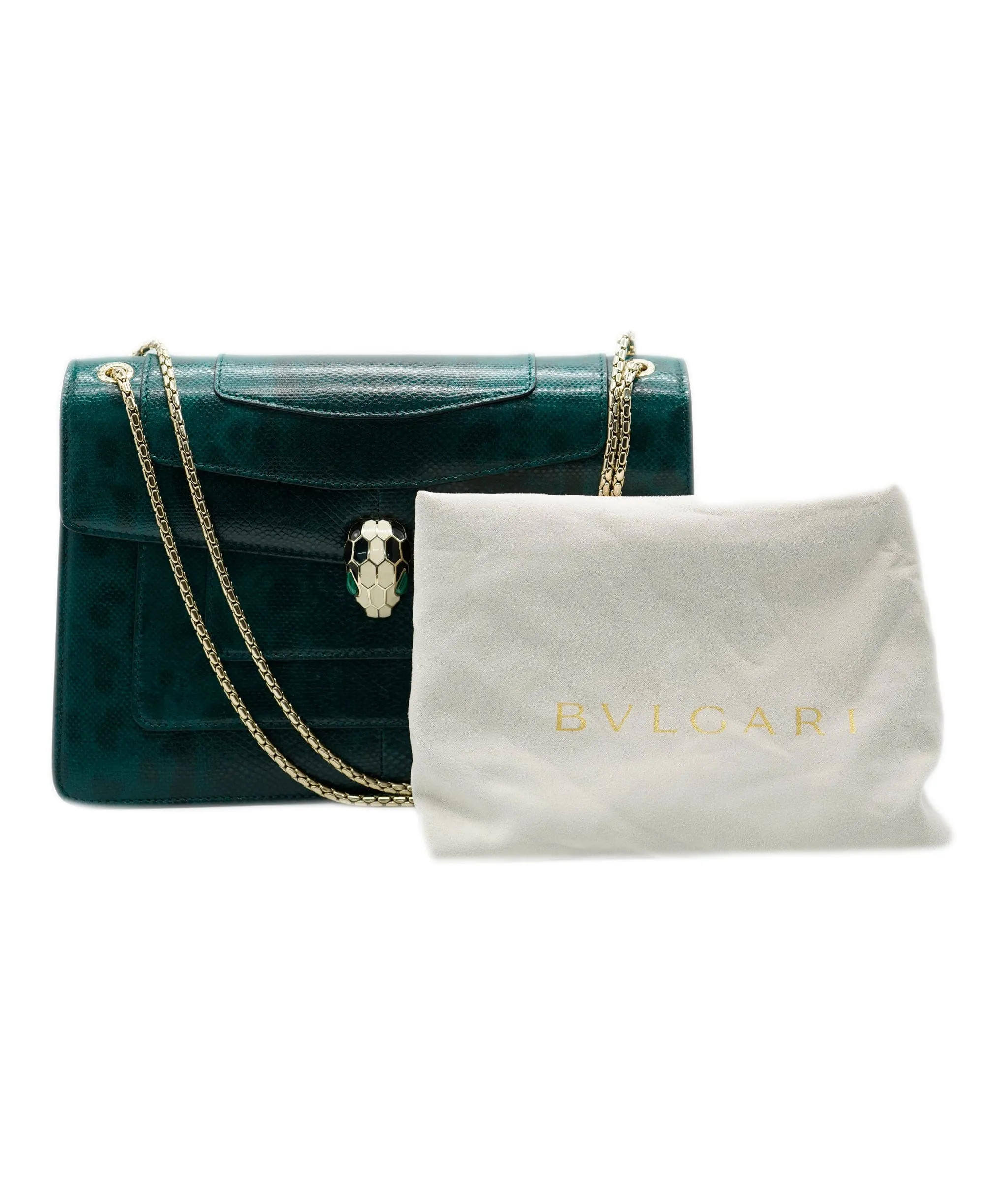 Bvlgari Green Karung Serpenti Forever Flap Bag ASC2083