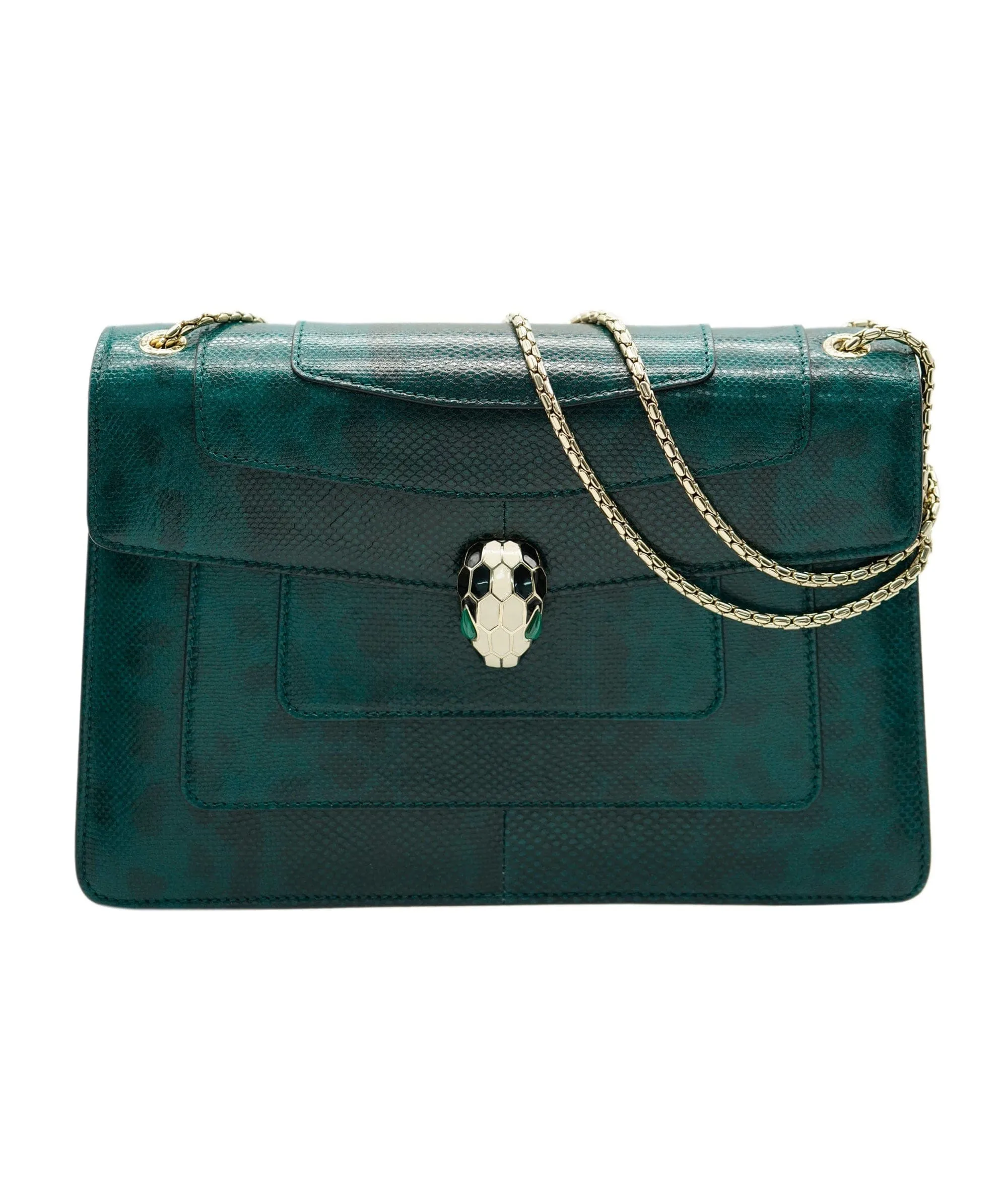Bvlgari Green Karung Serpenti Forever Flap Bag ASC2083