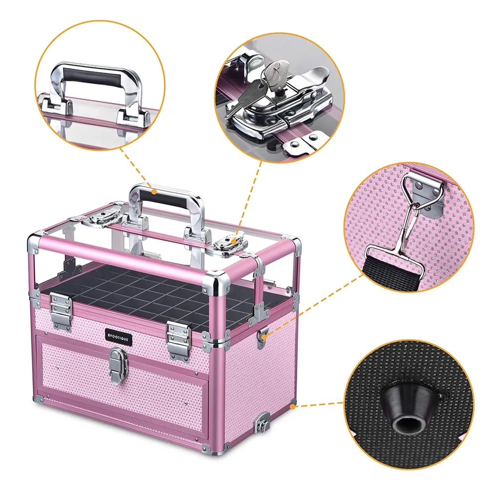 Byootique MassLux 2in1 Rolling Nail Case Diamond Shiny Pink