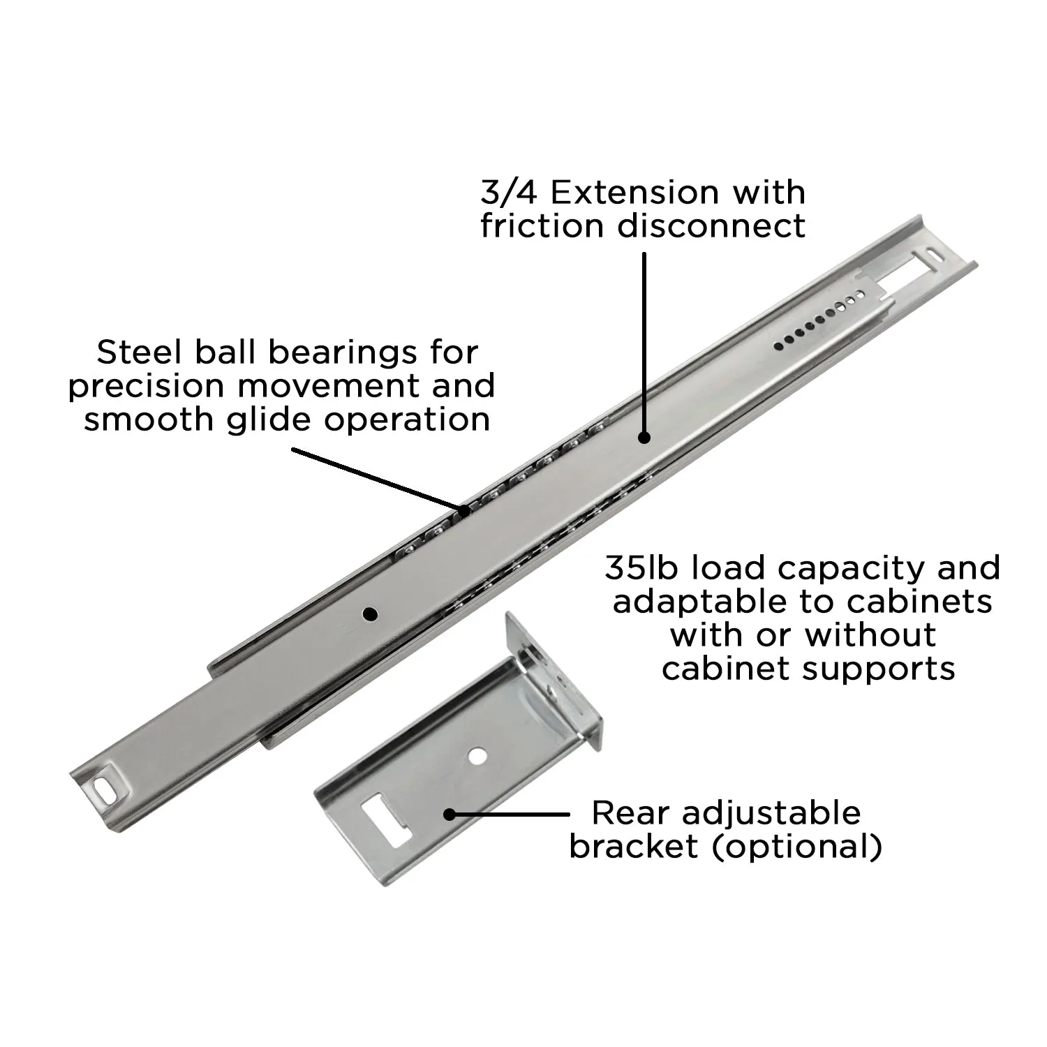 Cadmium Center Mount Drawer Slide
