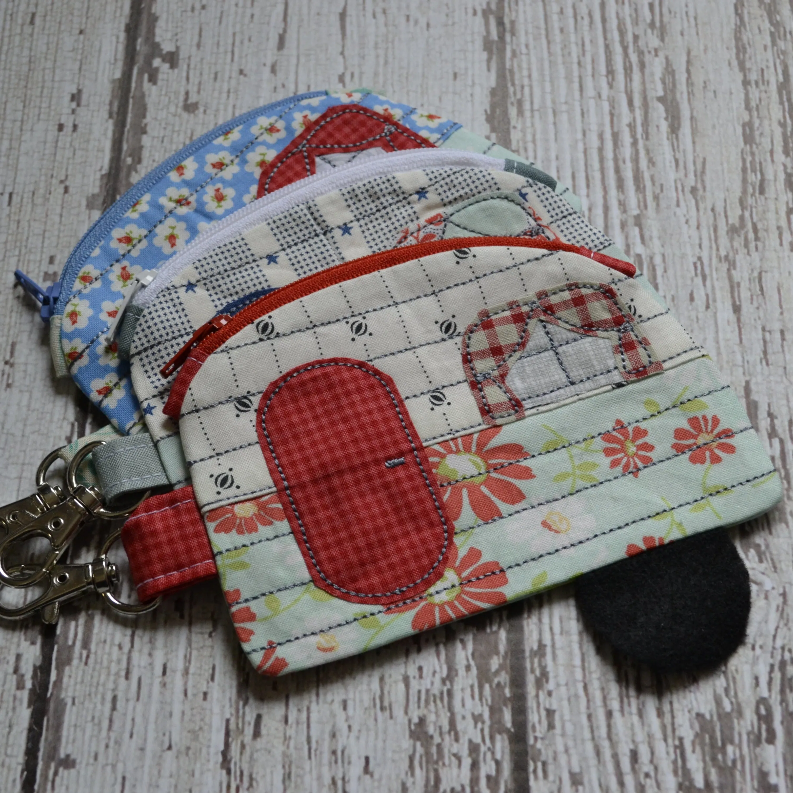 Camper Shaped Coin Purse -Re-Purposed Fabric - Group E - (3)