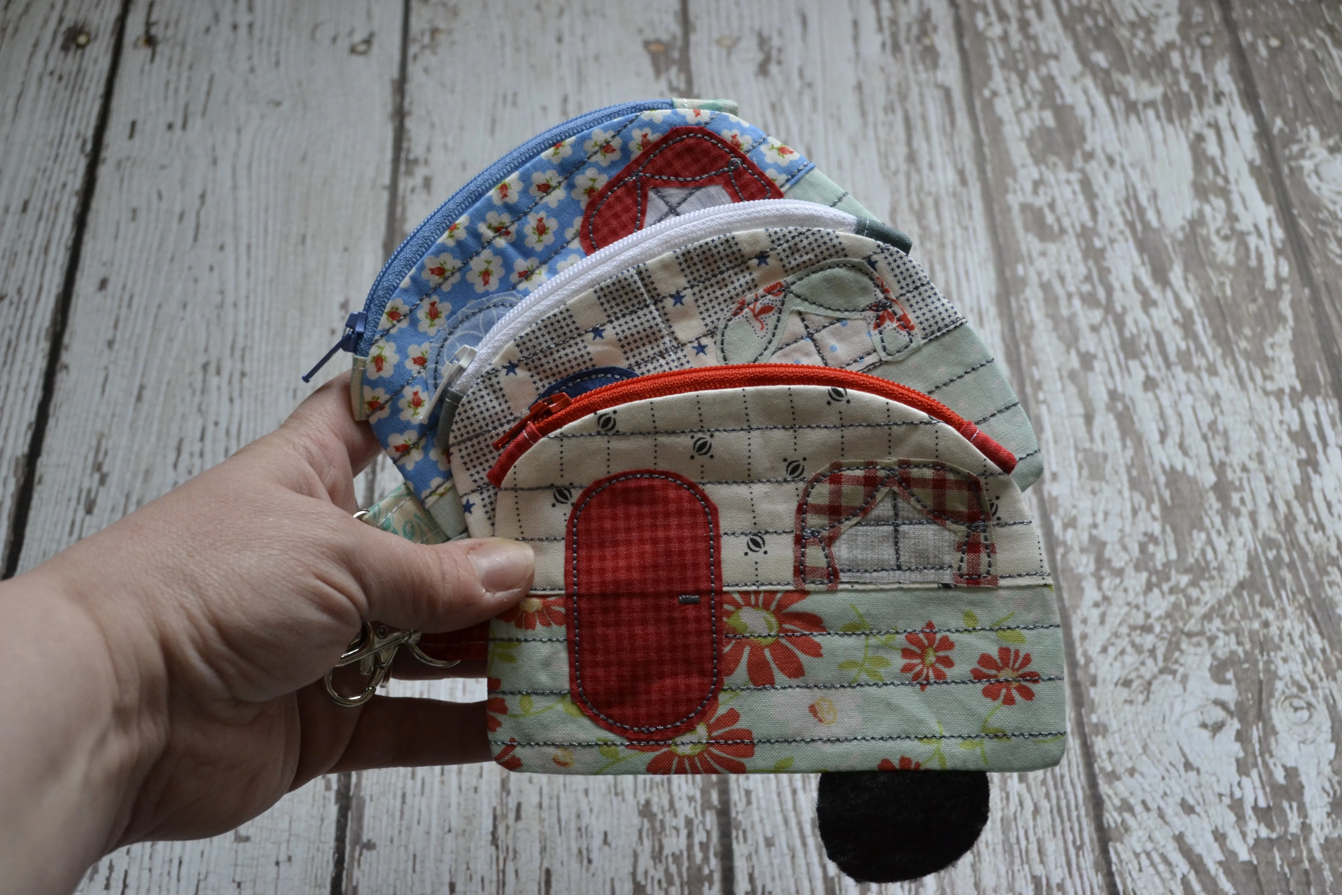 Camper Shaped Coin Purse -Re-Purposed Fabric - Group E - (3)