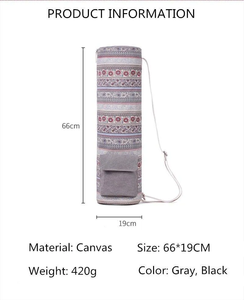 Canvas Yoga Mat Shoulder Duffle Tote Bag