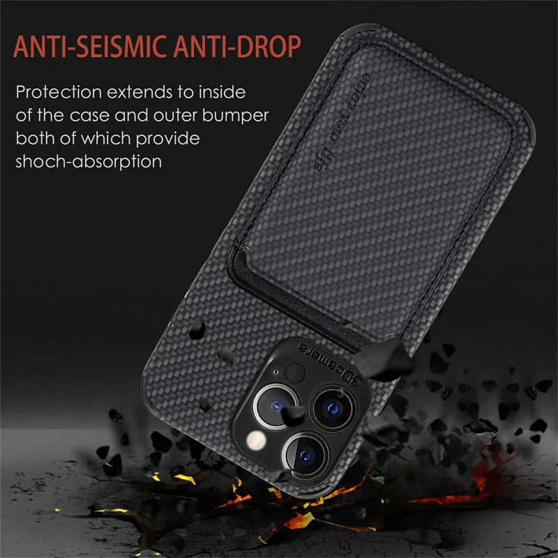 Carbon Fiber Magsafe Leather Phone Case For iPhone