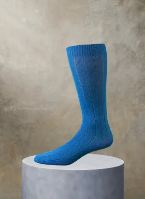 Cashmere Blend Rib Sock in Royal Blue
