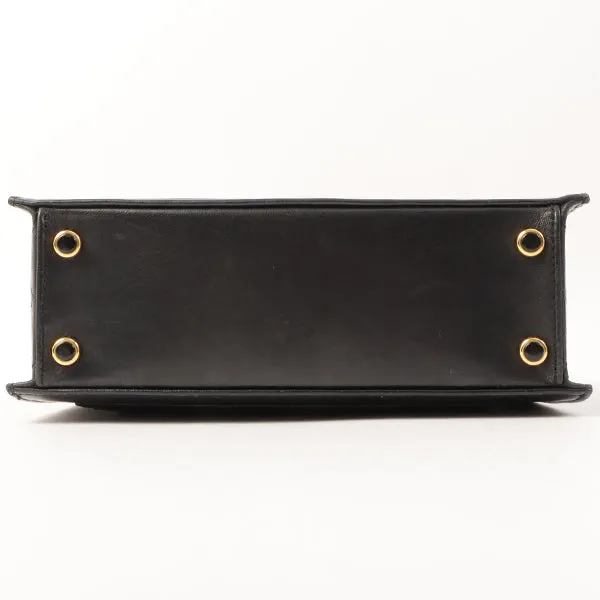Chanel Around 1992 Made Design Flap Turn-Lock Chain Bag Black