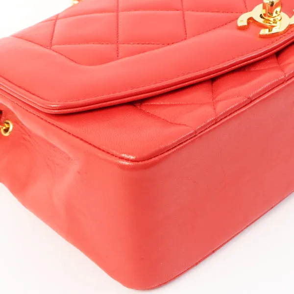 Chanel Around 1992 Made Diana Flap Chain Bag 23Cm Red