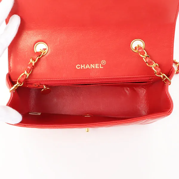 Chanel Around 1992 Made Diana Flap Chain Bag 23Cm Red
