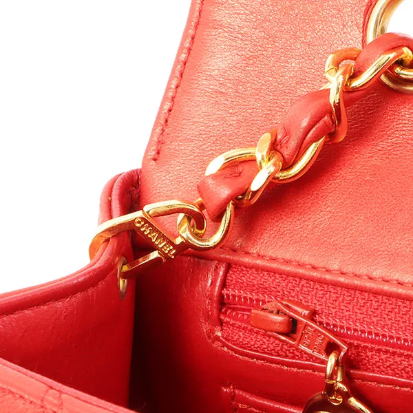Chanel Around 1992 Made Diana Flap Chain Bag 23Cm Red