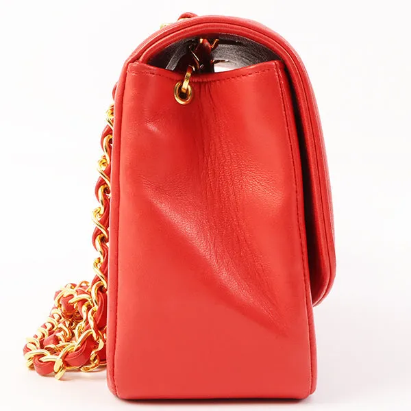 Chanel Around 1992 Made Diana Flap Chain Bag 23Cm Red