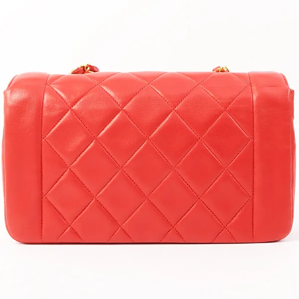 Chanel Around 1992 Made Diana Flap Chain Bag 23Cm Red