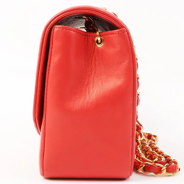 Chanel Around 1992 Made Diana Flap Chain Bag 23Cm Red