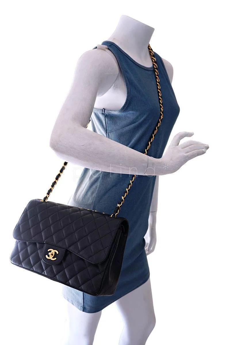 Chanel Black Caviar Jumbo Classic Double Flap Bag GHW
