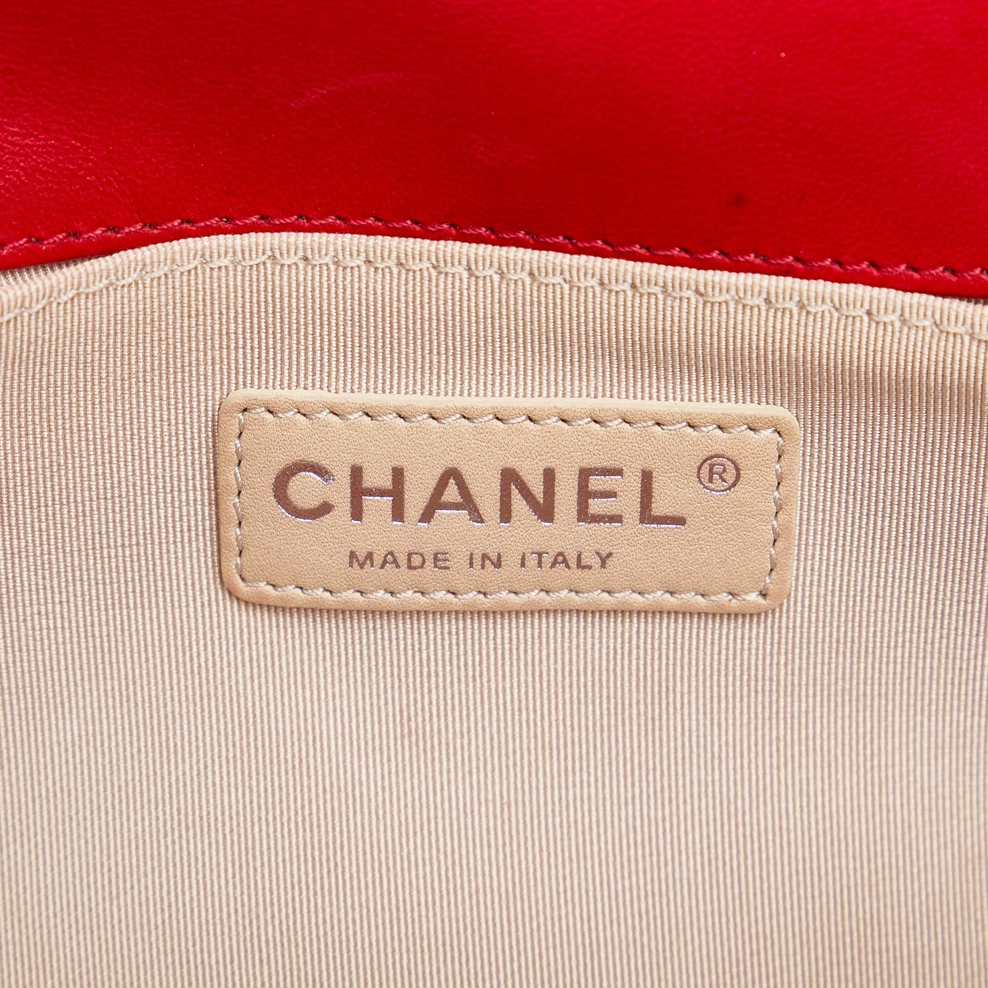 Chanel Boy Flap Bag Medium Red Perforated Lambskin Silver