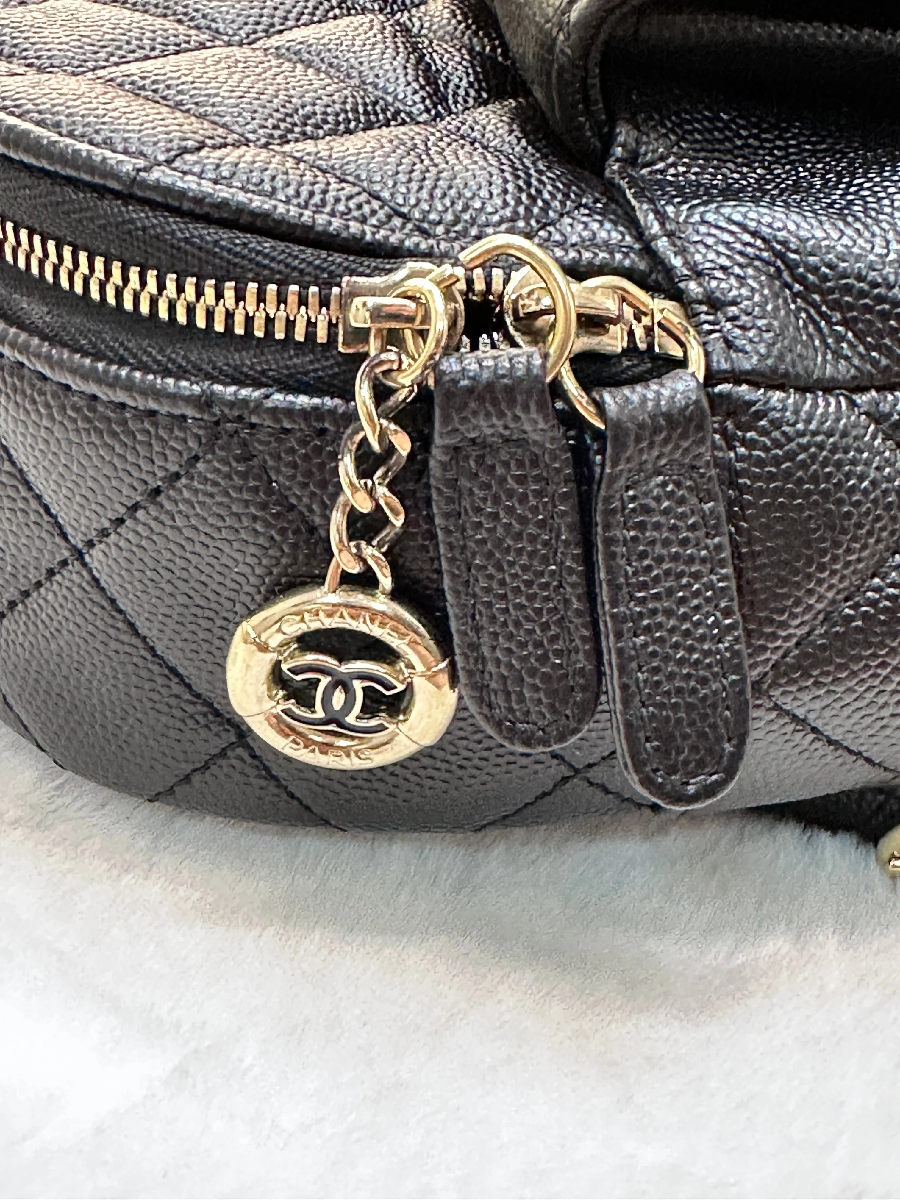 Chanel CC Day Backpack Quilted Caviar Mini