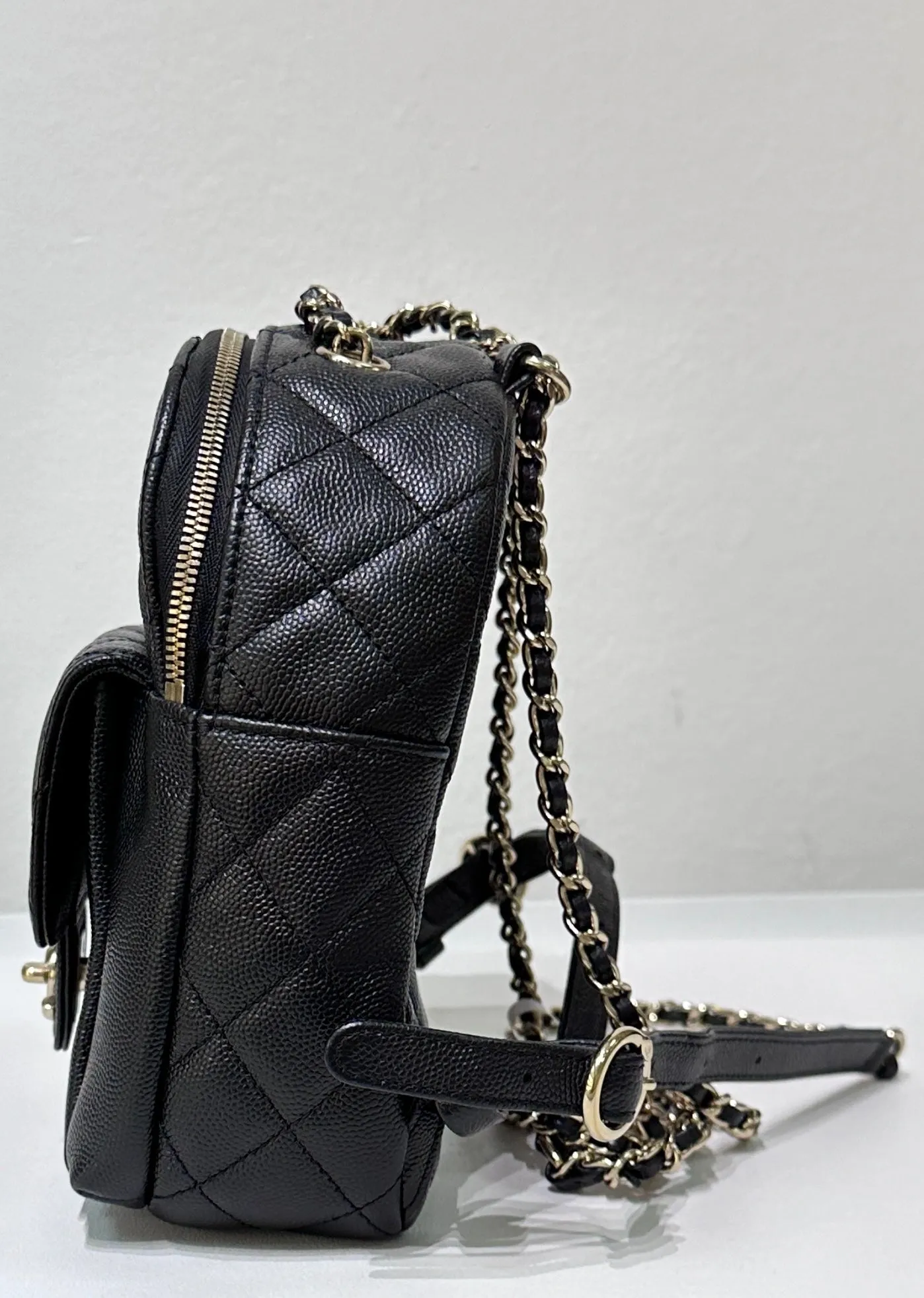 Chanel CC Day Backpack Quilted Caviar Mini