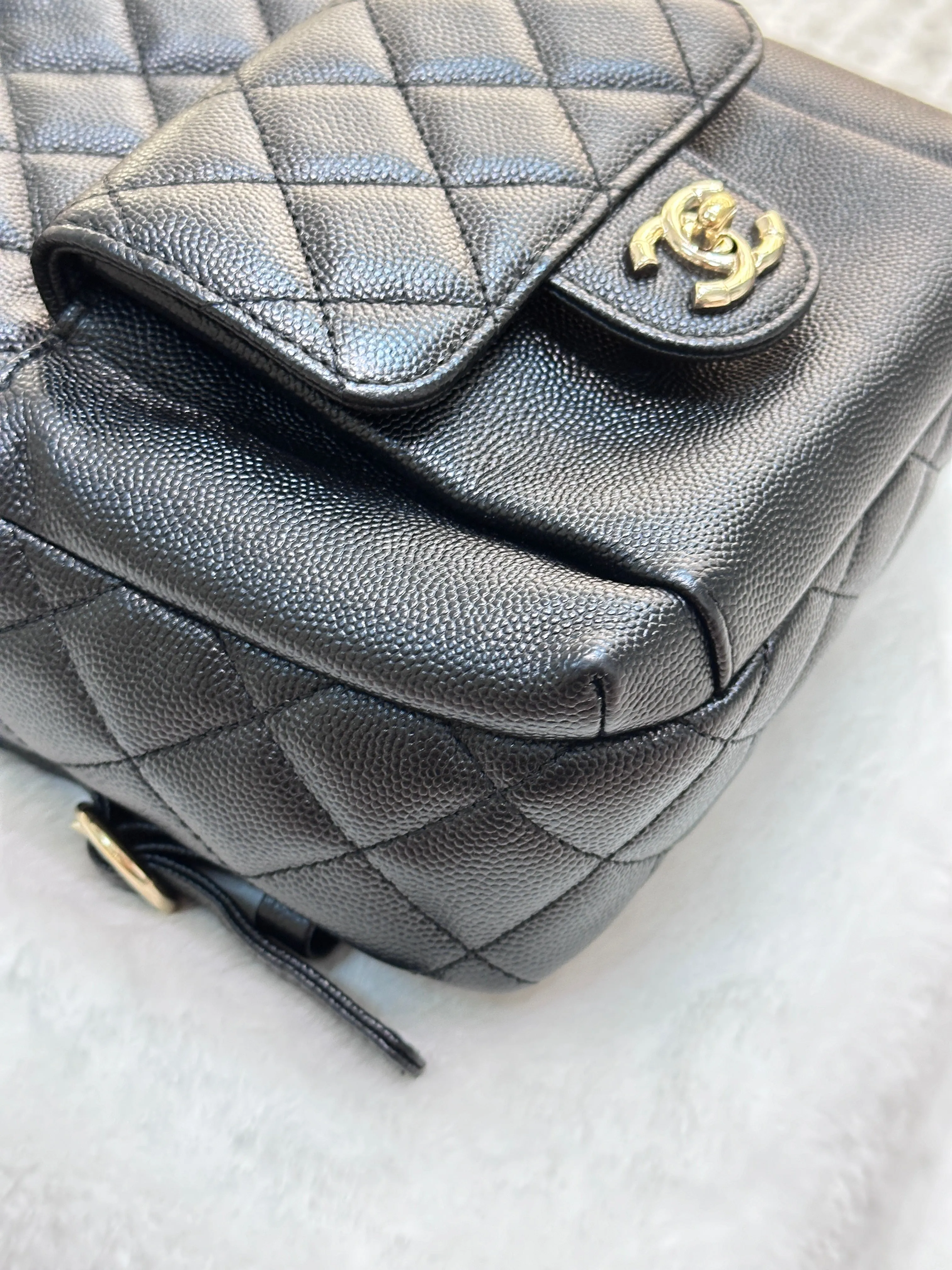 Chanel CC Day Backpack Quilted Caviar Mini