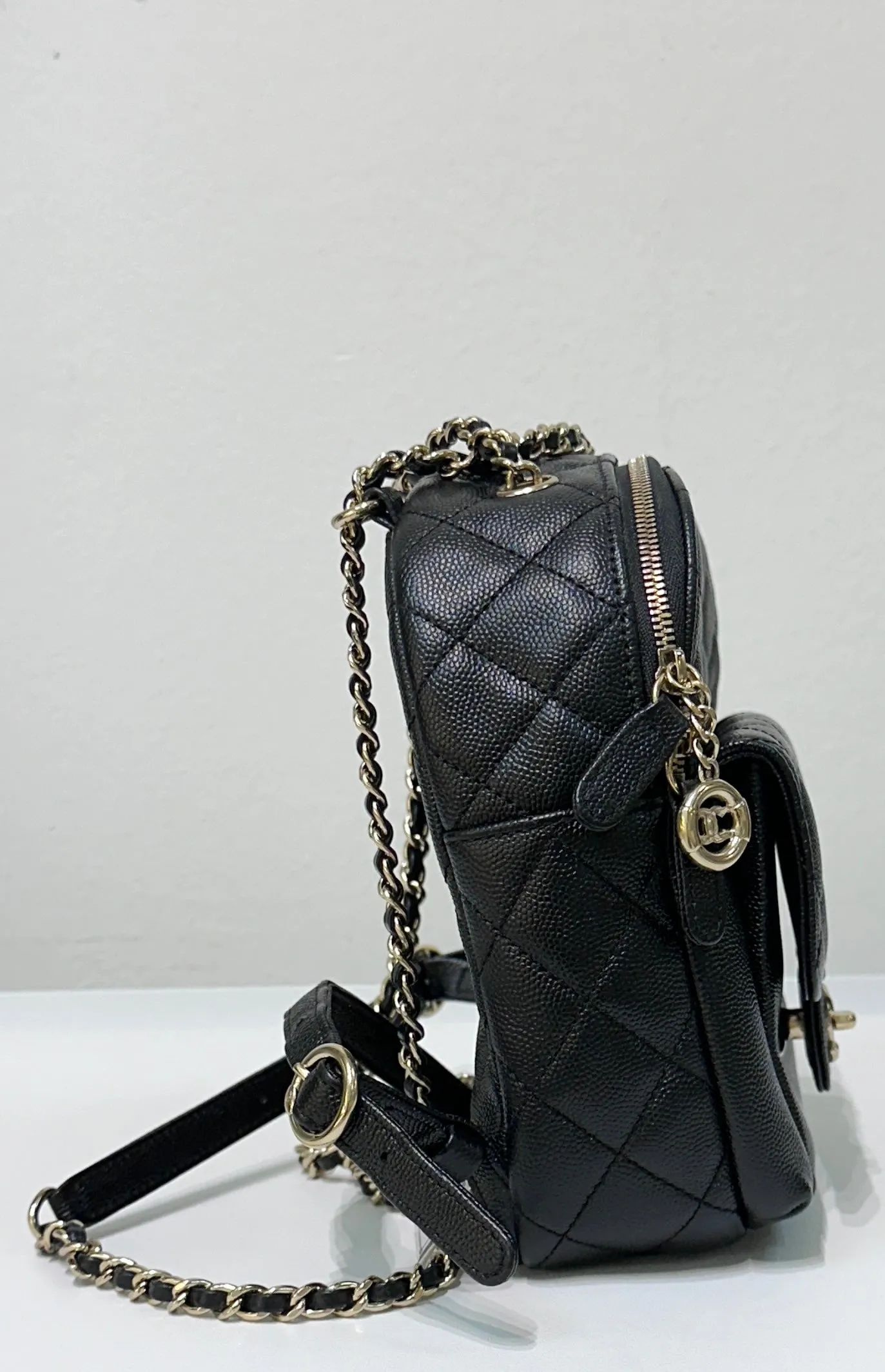 Chanel CC Day Backpack Quilted Caviar Mini