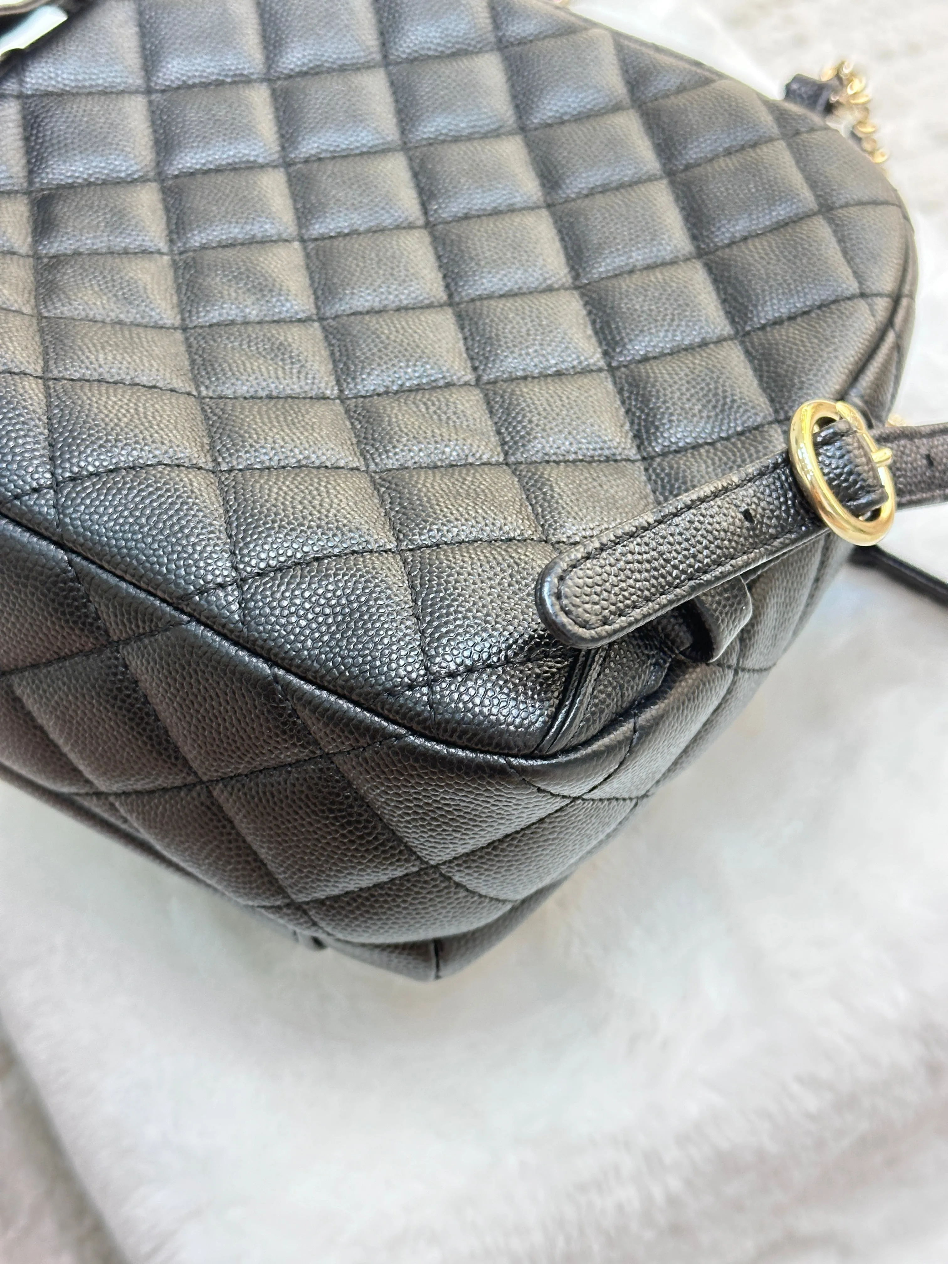 Chanel CC Day Backpack Quilted Caviar Mini