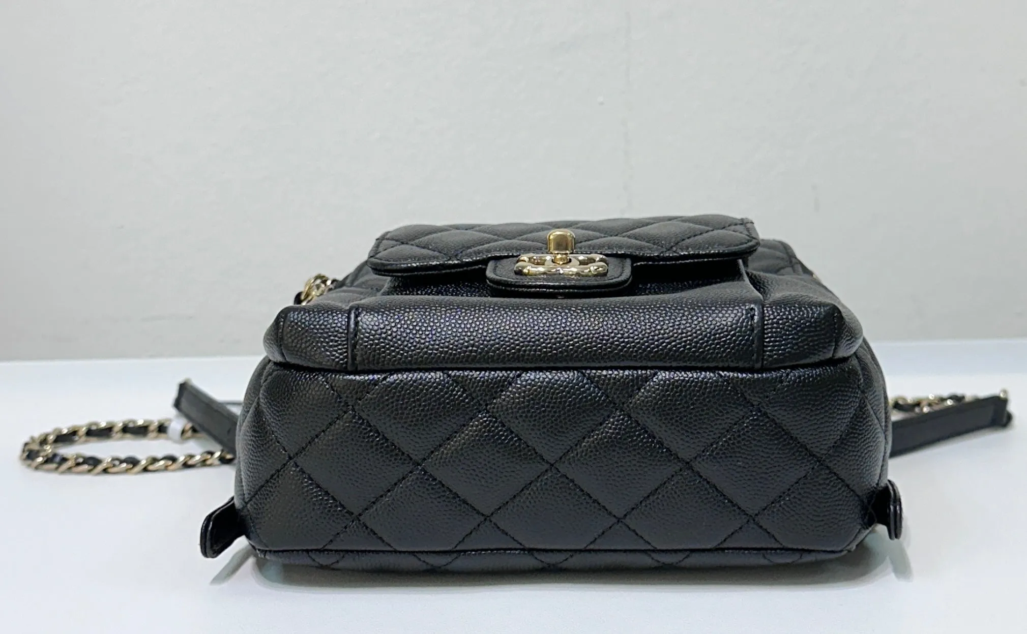 Chanel CC Day Backpack Quilted Caviar Mini