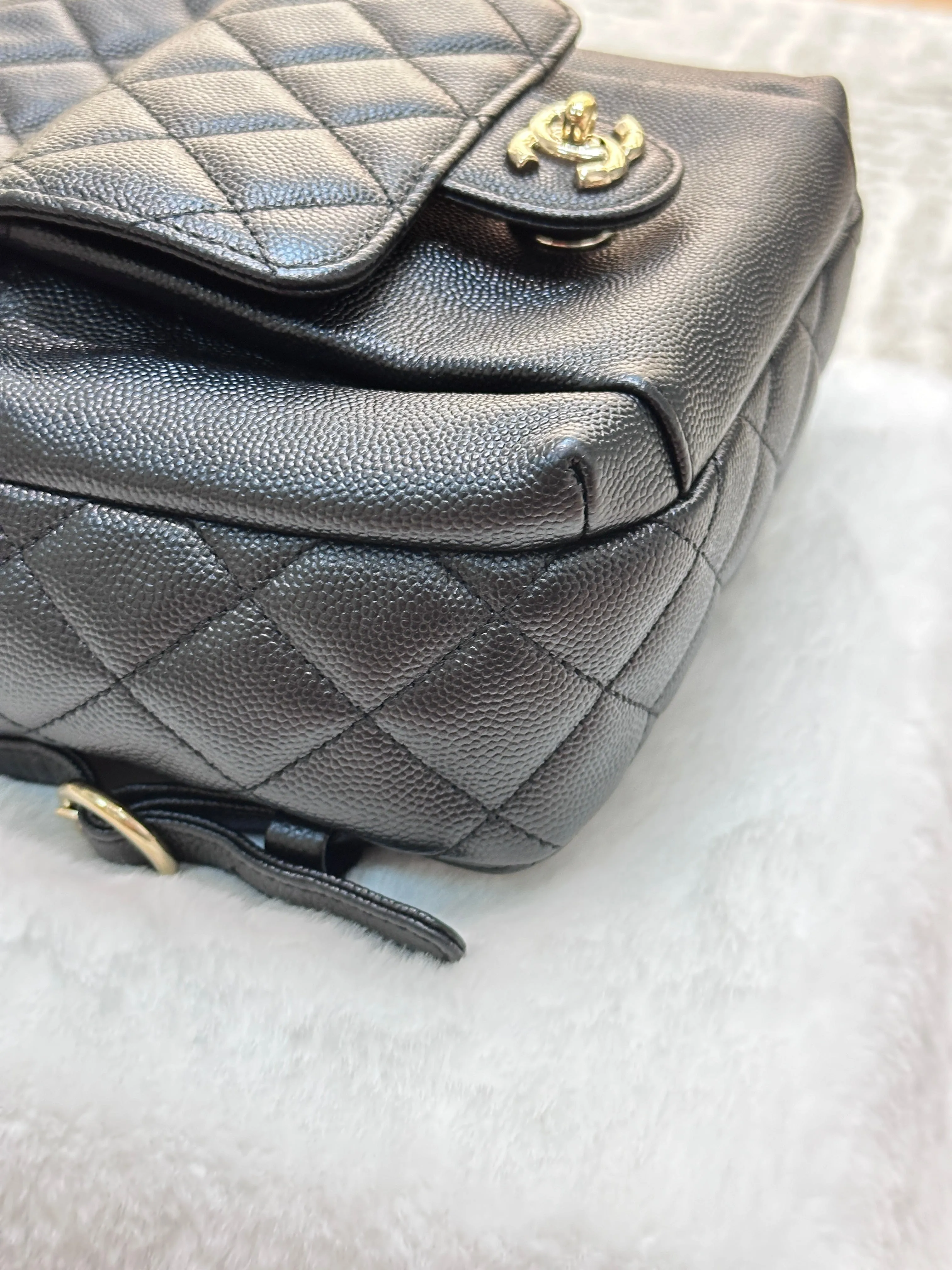 Chanel CC Day Backpack Quilted Caviar Mini