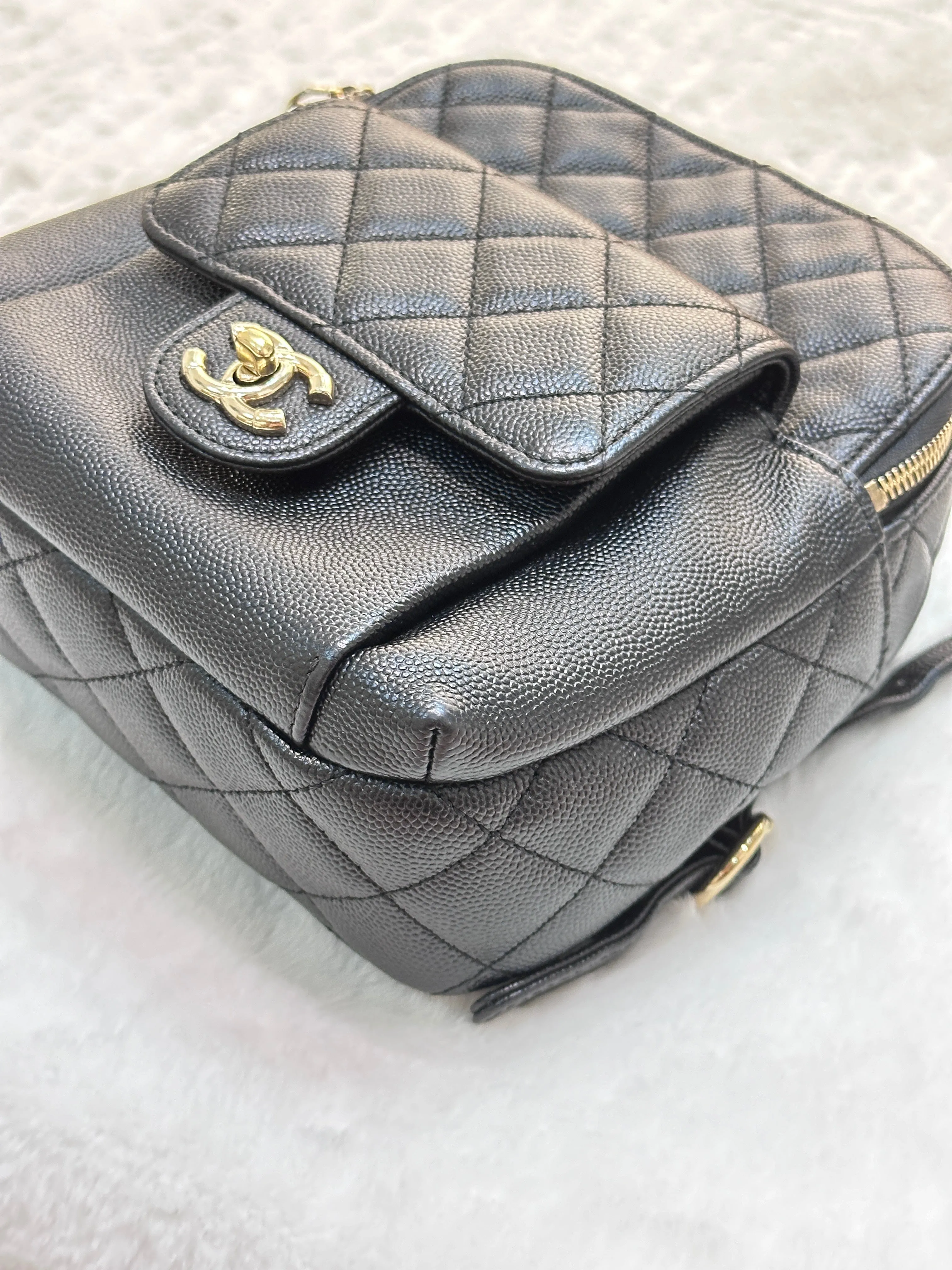 Chanel CC Day Backpack Quilted Caviar Mini