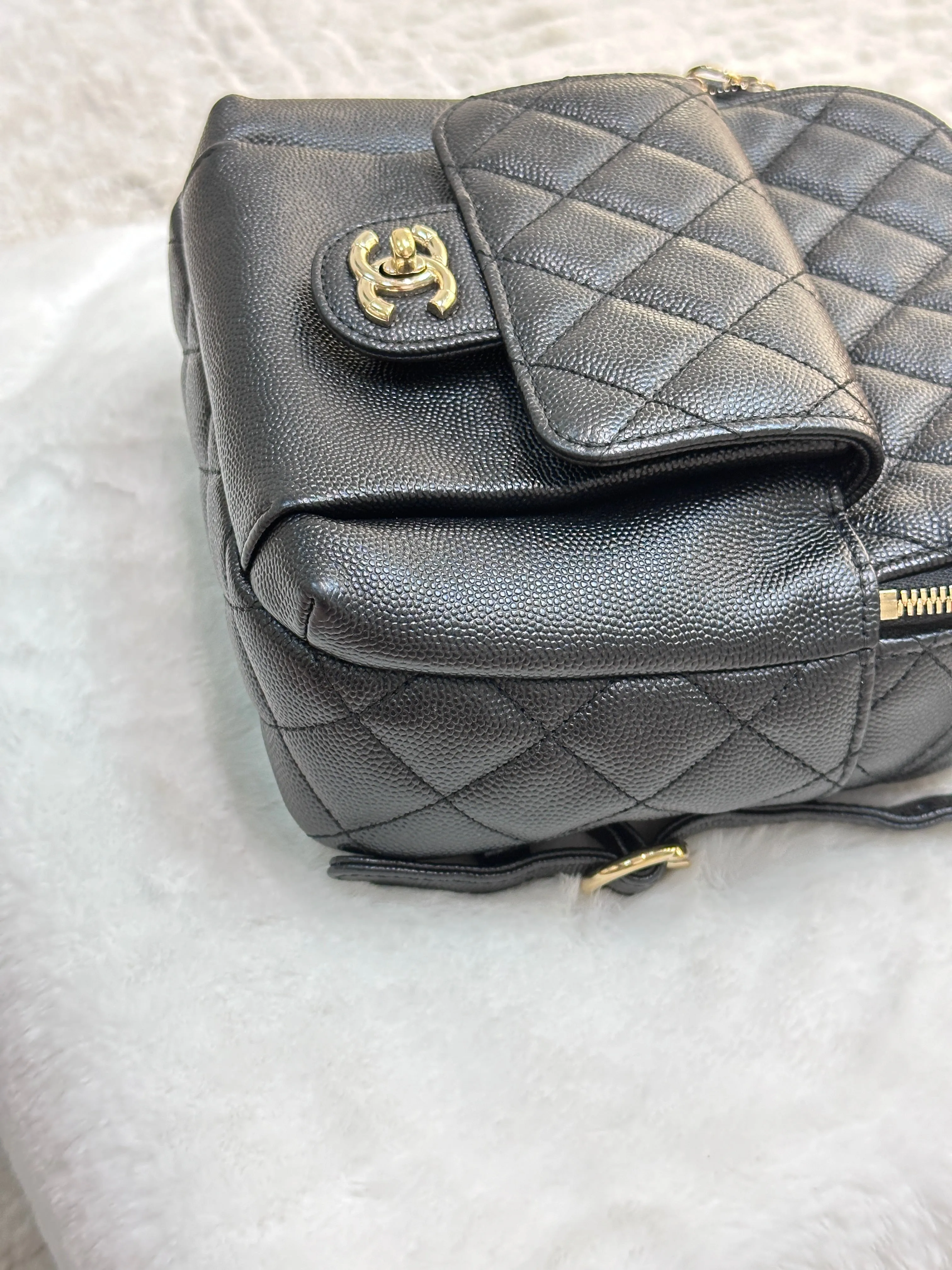 Chanel CC Day Backpack Quilted Caviar Mini