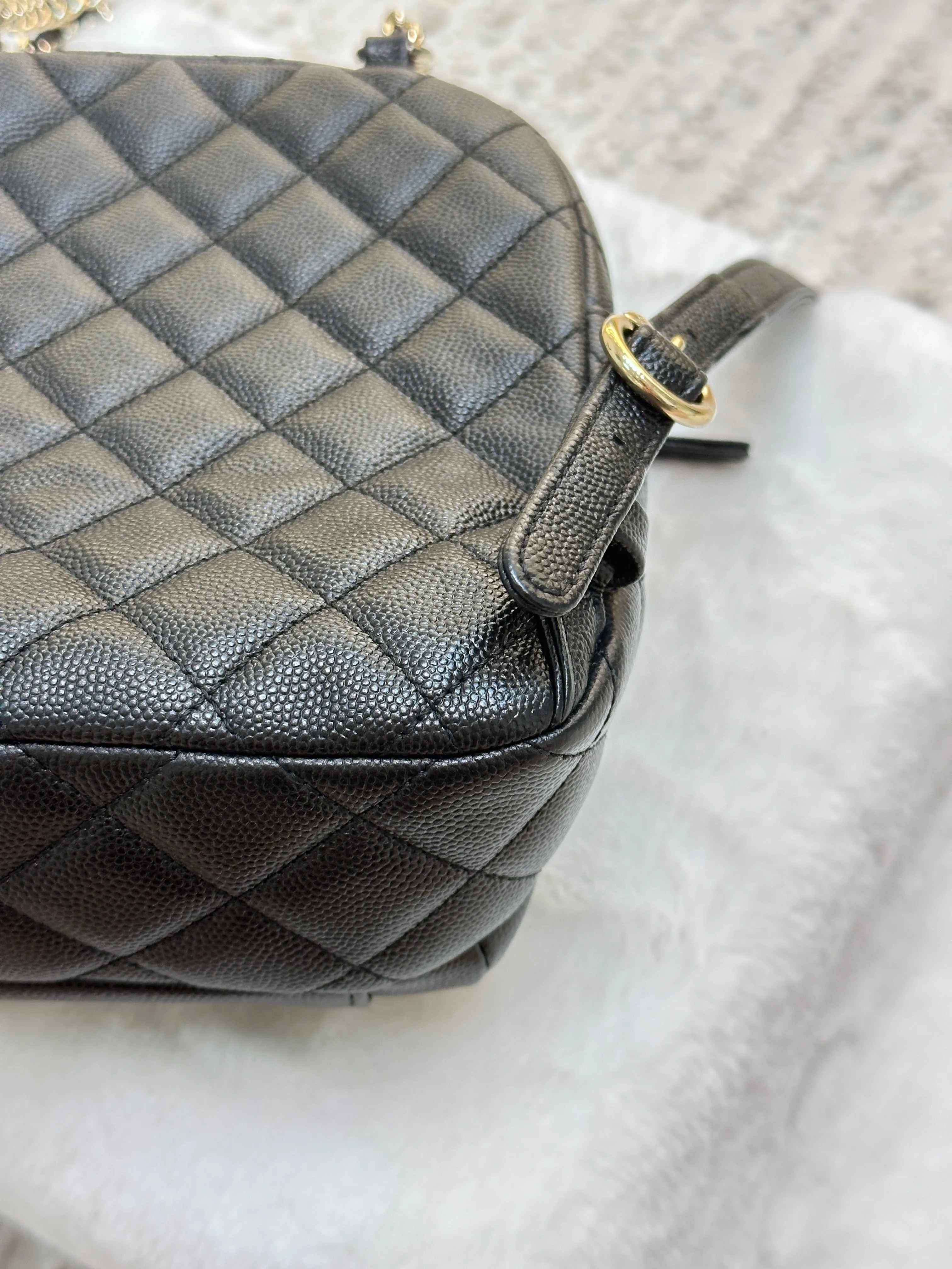 Chanel CC Day Backpack Quilted Caviar Mini