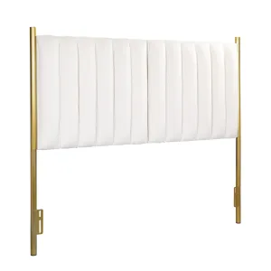 Chloe Contemporary/Glam Headboard in Gold Metal and Cream Velvet by LumiSource