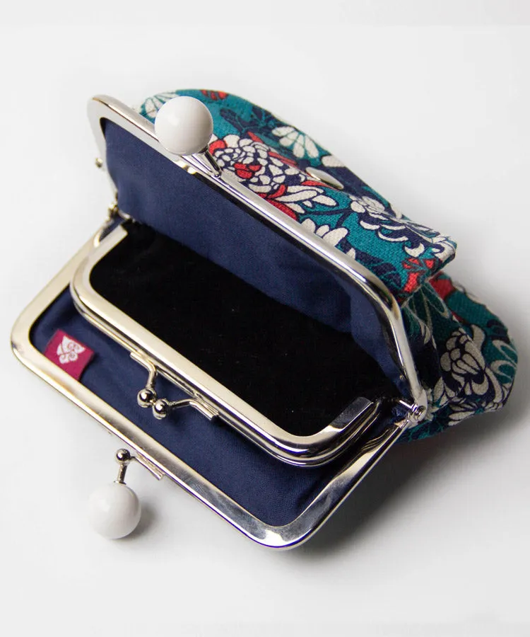 Chrysanthemum Double Clasp Coin Purse / Gamaguchi Japanese Coin Purse