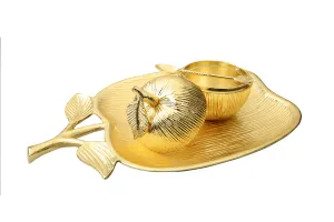 Classic Touch Gold Apple Shaped Dish with Removable Honey Jar Large 1Pc