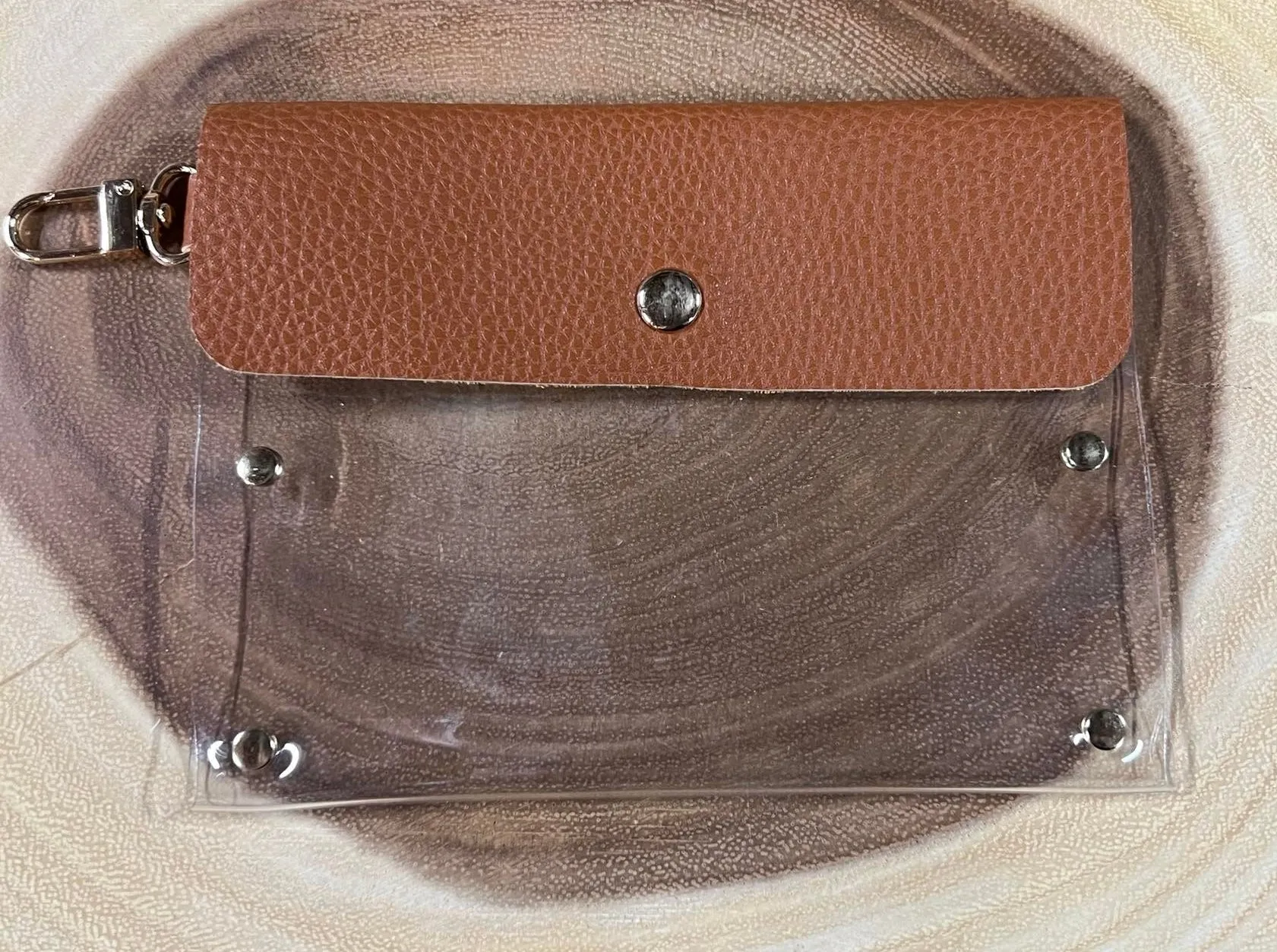 Clear Pouch with Clip - MP1 - Taupe