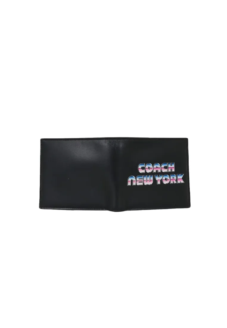 Coach Double Billfold C3412 With New York Graphic Wallet In Black