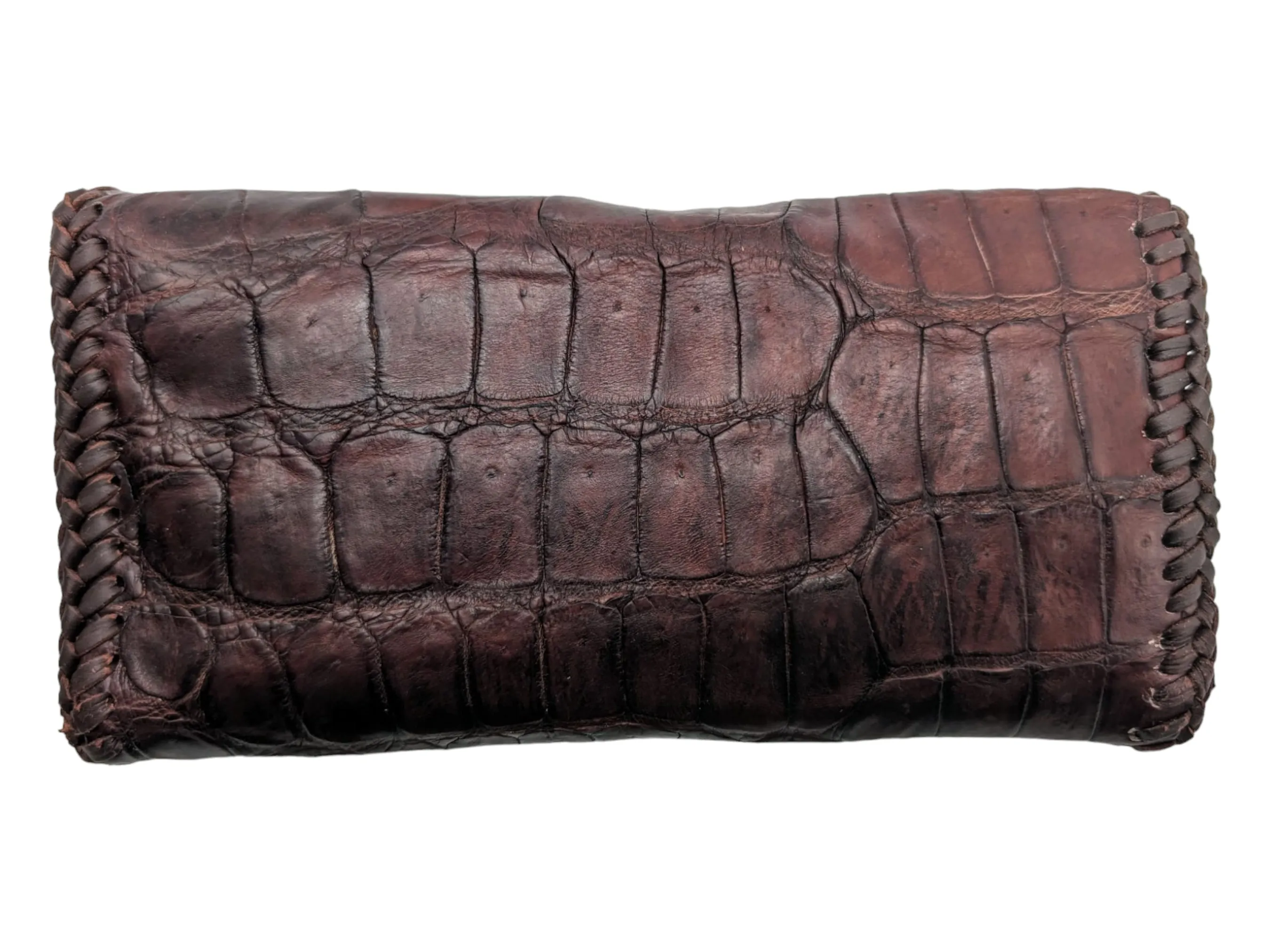 Coffee Brown Alligator Leather Clutch