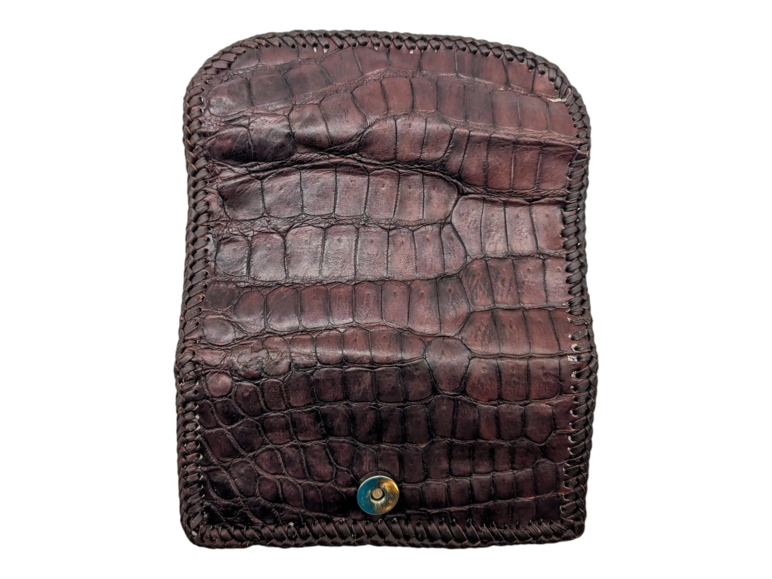 Coffee Brown Alligator Leather Clutch