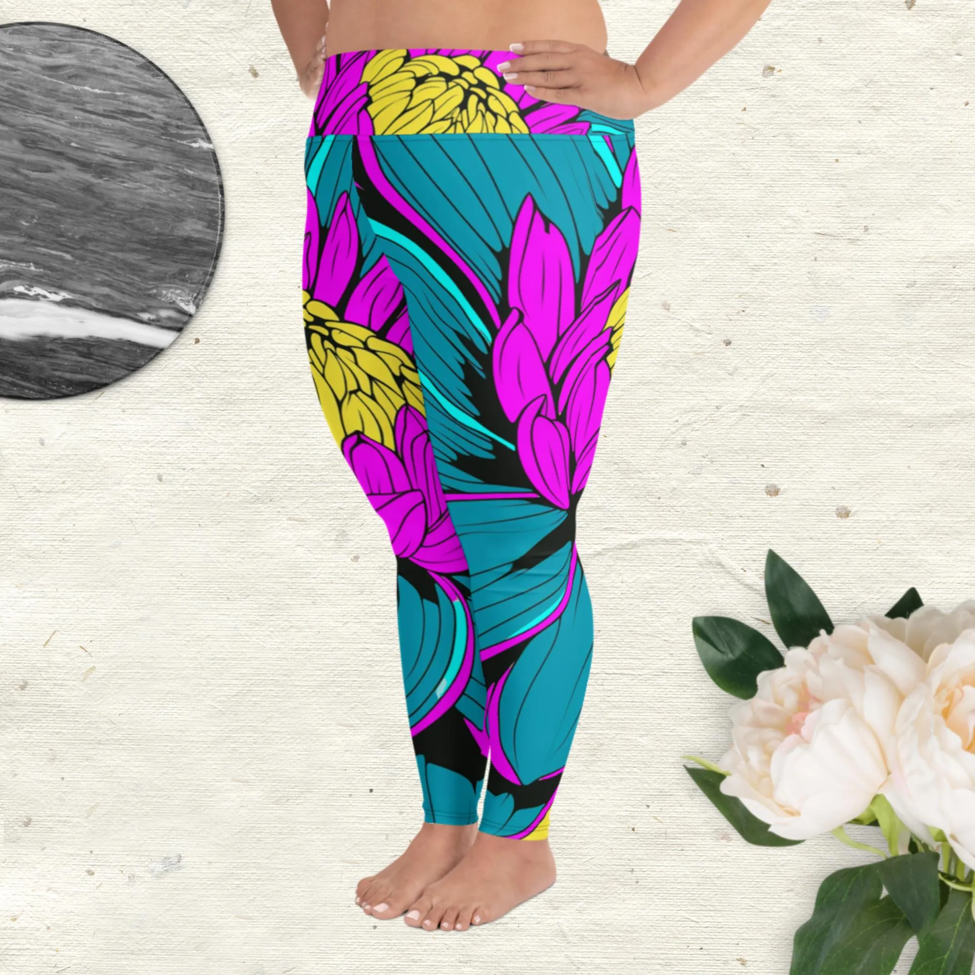 Colorful and Vibrant Roy Lichtenstein Dahlia 001 Yoga Plus Sized Pants for Women