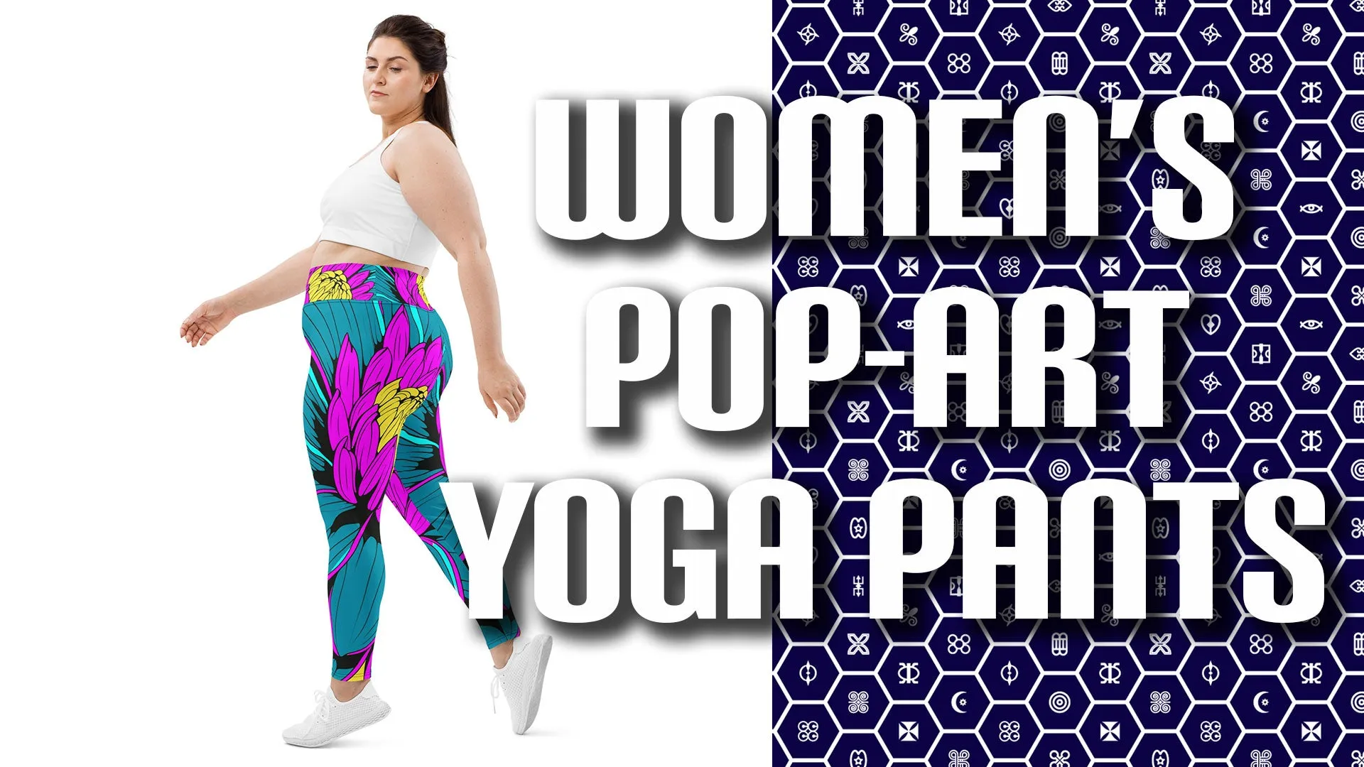 Colorful and Vibrant Roy Lichtenstein Dahlia 001 Yoga Plus Sized Pants for Women
