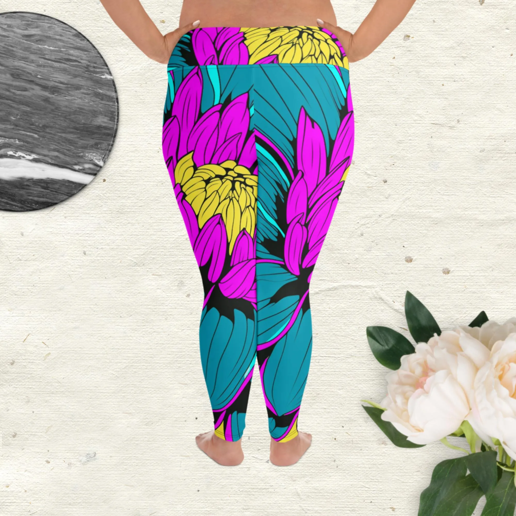 Colorful and Vibrant Roy Lichtenstein Dahlia 001 Yoga Plus Sized Pants for Women