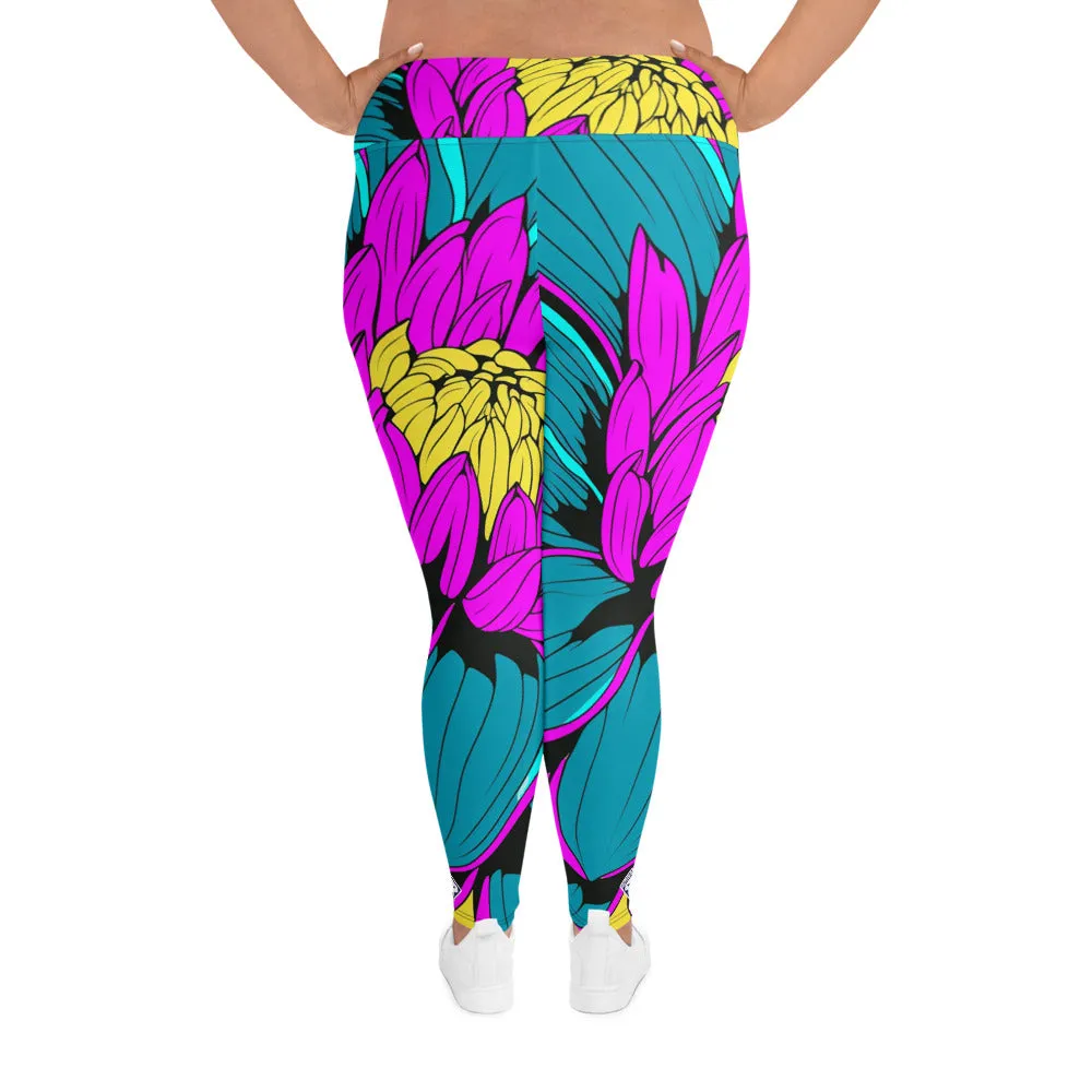 Colorful and Vibrant Roy Lichtenstein Dahlia 001 Yoga Plus Sized Pants for Women