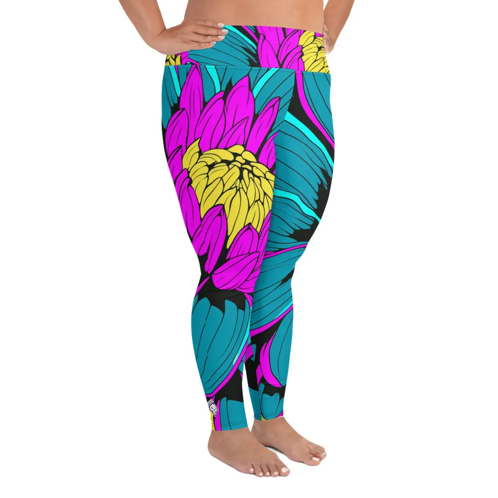 Colorful and Vibrant Roy Lichtenstein Dahlia 001 Yoga Plus Sized Pants for Women